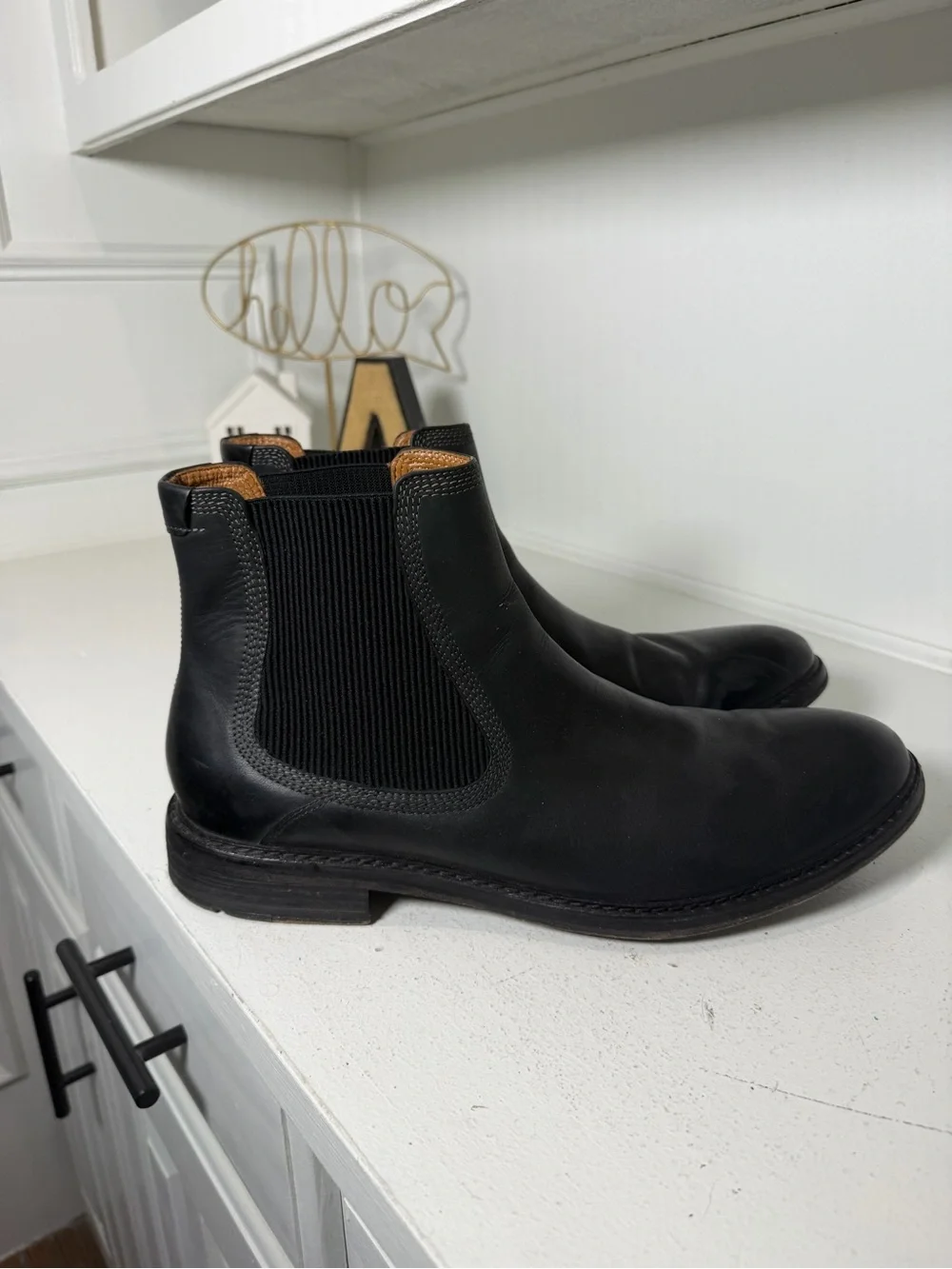 G.H. Bass Chelsea Boots Men's 12 Black Leather Ankle Slip On Dress Boots